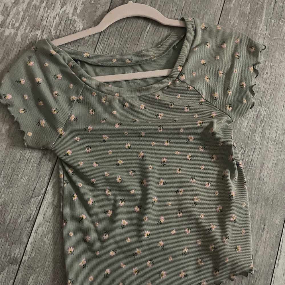 Olive Green Floral Tee